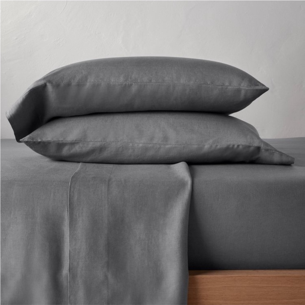 Casaluna Washed Linen Solid Sheet Set - Queen